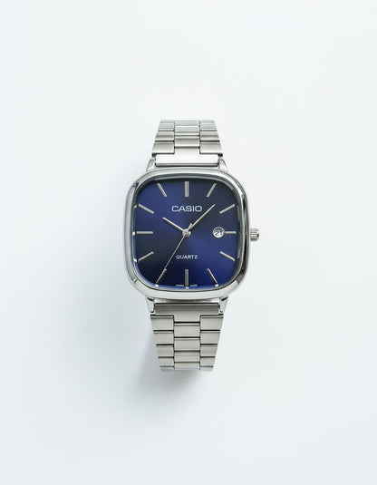 Montre Casio couple silver fond bleu