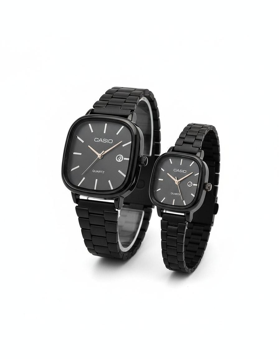 Montre Casio Couple Noire Élégante | Style Intemporel & Fiabilité