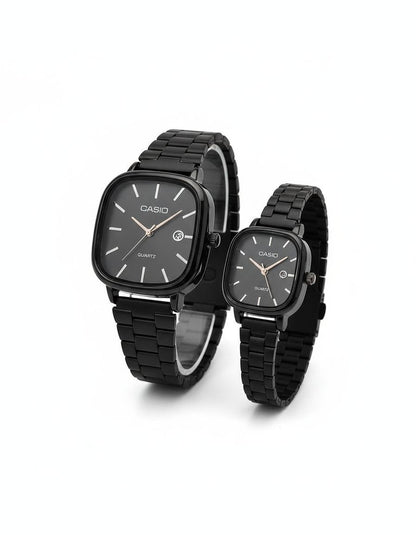 Montre Casio Couple Noire Élégante | Style Intemporel & Fiabilité