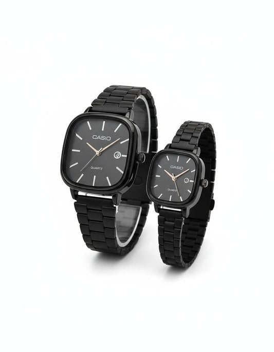 Montre Casio Couple Noire Élégante | Style Intemporel & Fiabilité